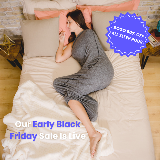 Graphite#woman laying in bed with sleep pod asleep