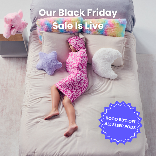 kid-in-pink-sleep-pod-mini-badge-that-says-bogo-50-off-all-sleep-pods-and-our-black-friday-sale-is-live