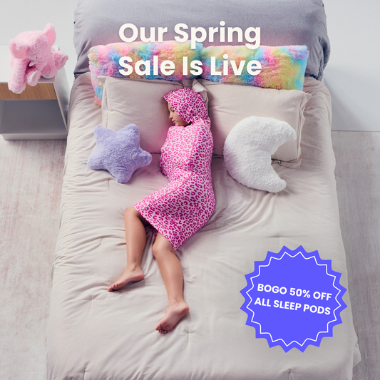 kid-in-pink-sleep-pod-mini-badge-that-says-bogo-50-off-all-sleep-pods-and-our-spring-sale-is-live