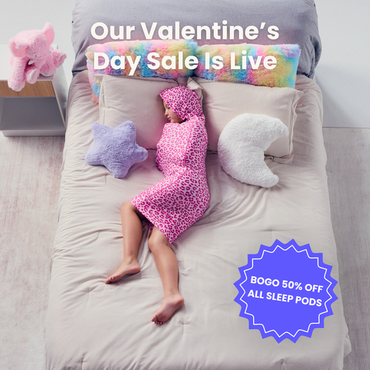 kid-in-pink-sleep-pod-mini-badge-that-says-bogo-50-off-all-sleep-pods-and-our-valentines-day-sale-is-live