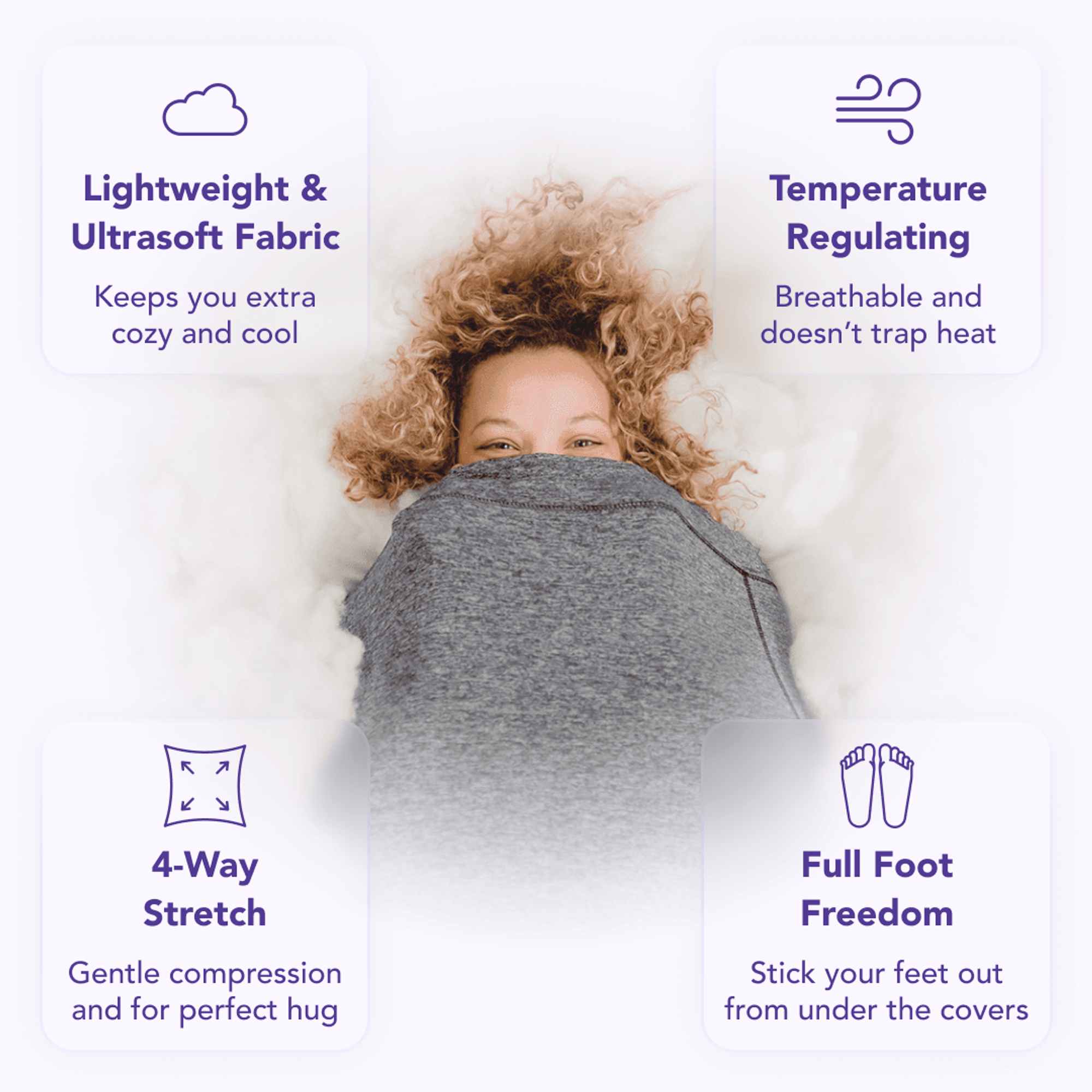 Sleep Pod Move Adult Swaddle Blanket - Reduce anxiety, provide gentle compression with temperature regulating properties